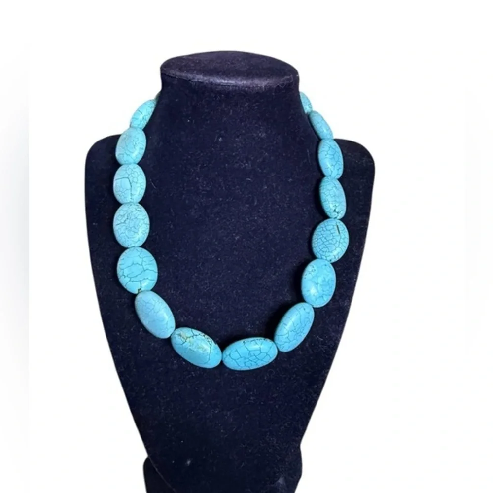 Dyed Howlite Turquoise Style Heavy Statement Boho Southwestern Necklace